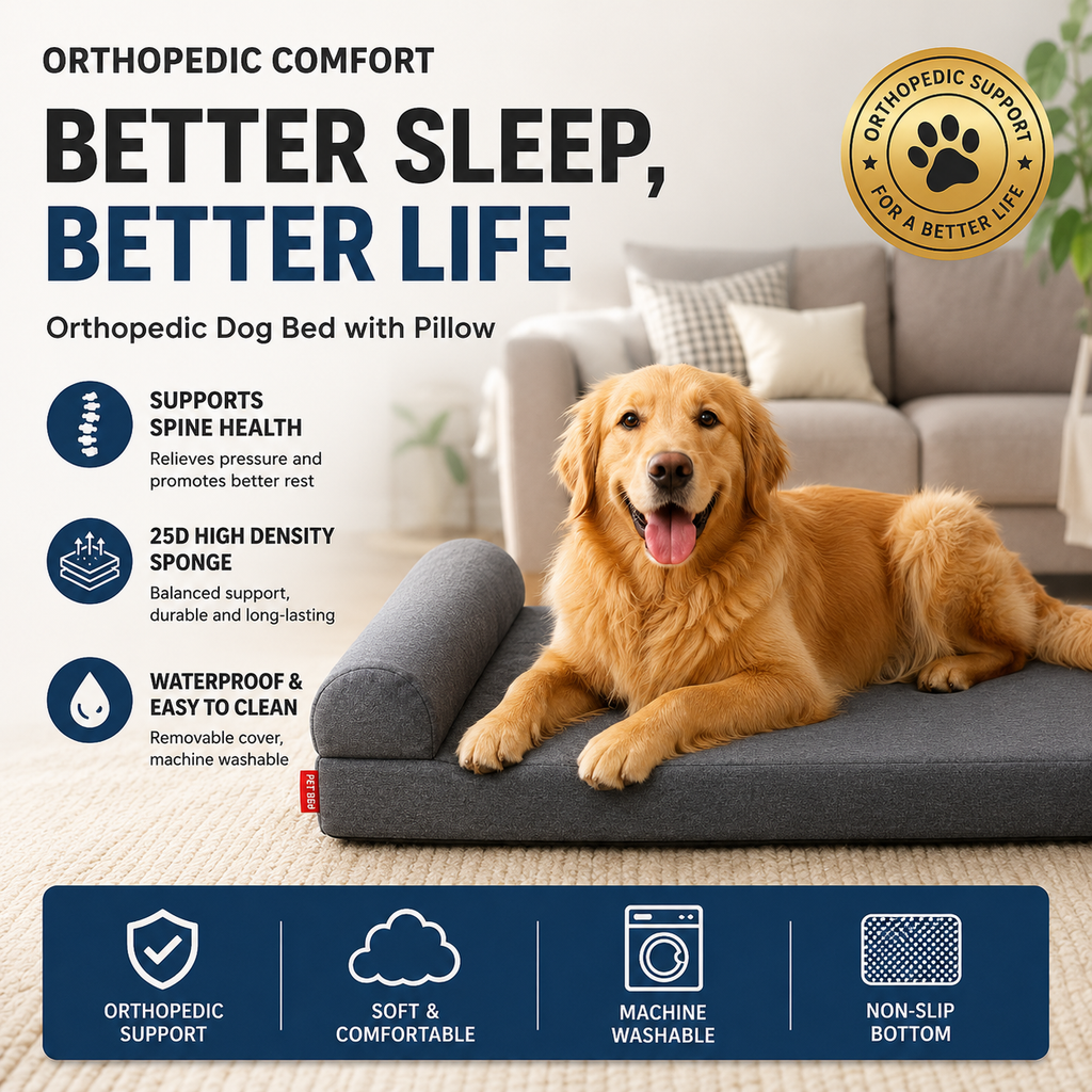 Orthopedic Waterproof Dog Bed with 25D Orthopedic Sponge Foam