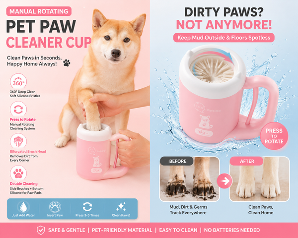 Dog & Cat Paw Cleaner Cup – Quick & Gentle Mud Remover for Clean Paws
