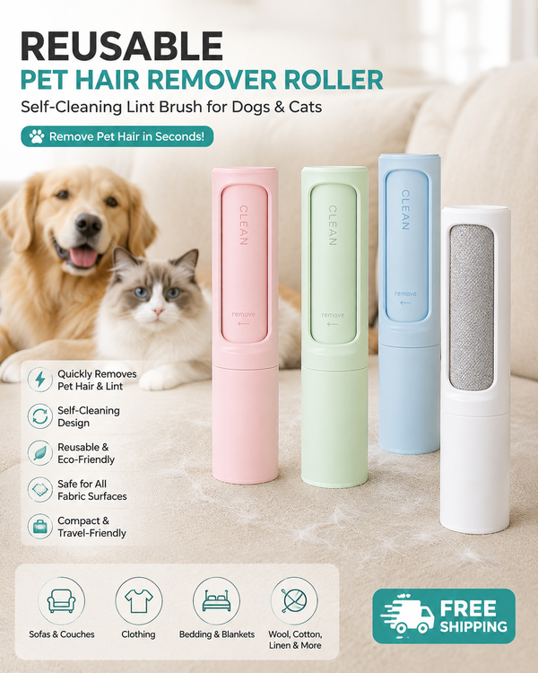 Reusable Pet Hair Remover Roller – Self-Cleaning Lint Brush for Dogs & Cats